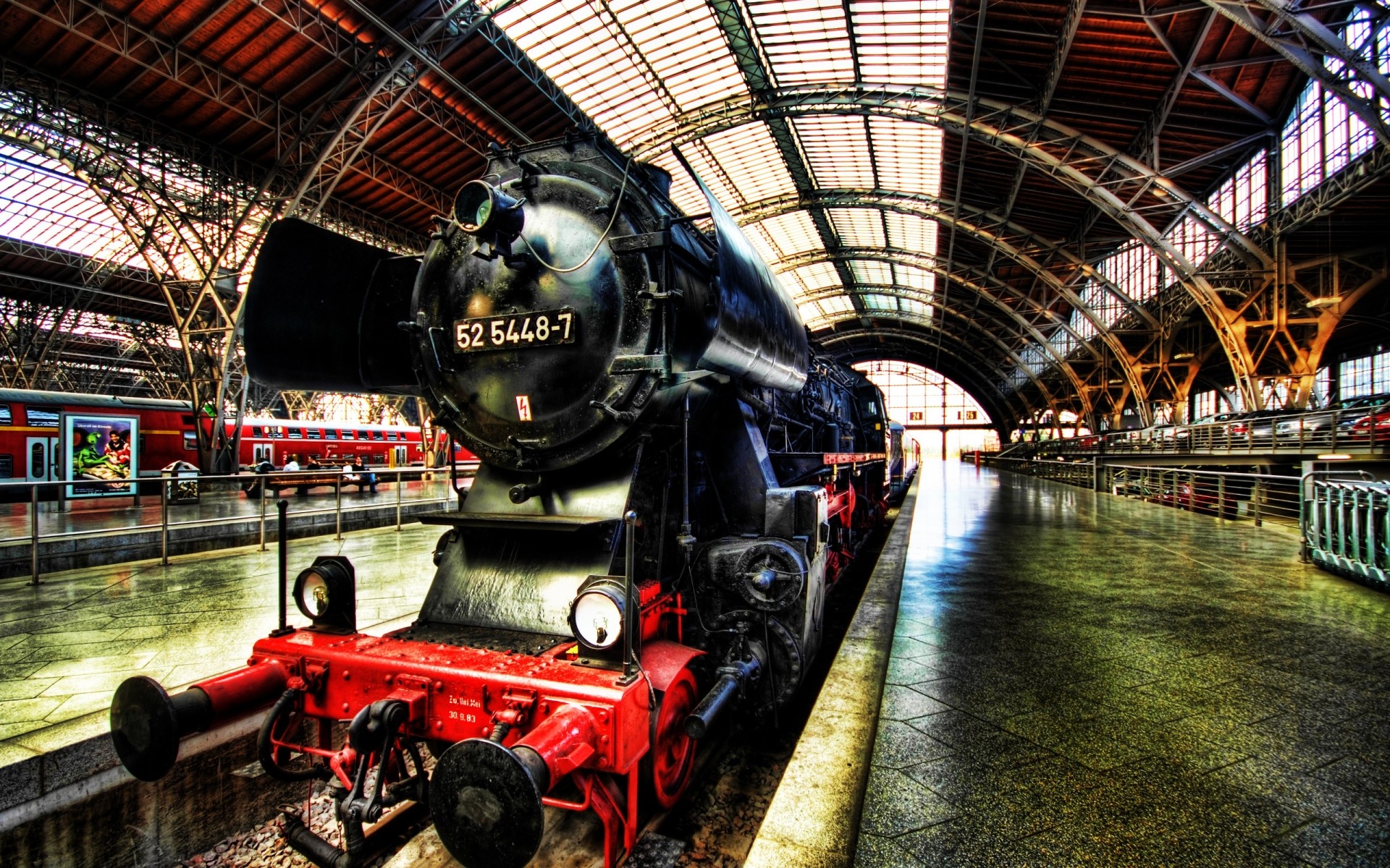 zug eisenbahn transportsystem technologie motor industrie station reisen linie stahl alt vintage dtsch