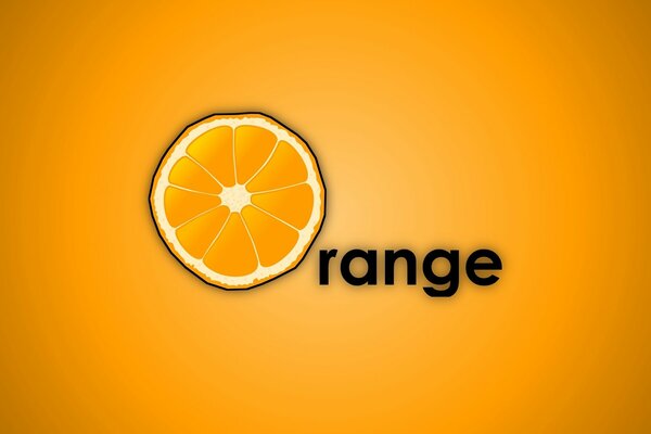 Helles Design des Wortes Orange mit einer Orangenscheibe