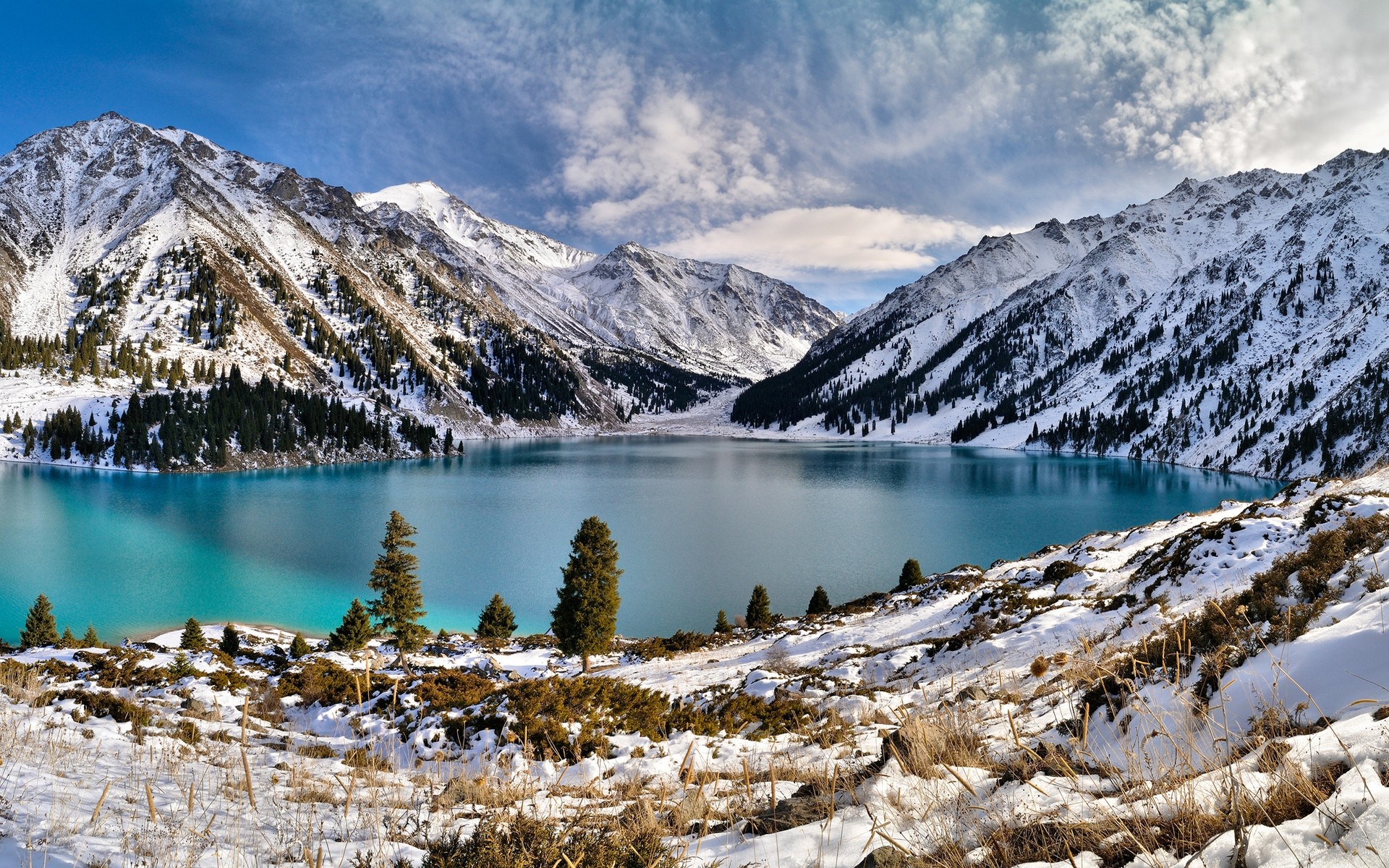 winter schnee berge landschaftlich see wasser natur landschaft reisen berggipfel himmel im freien holz tal reflexion tageslicht berge landschaft