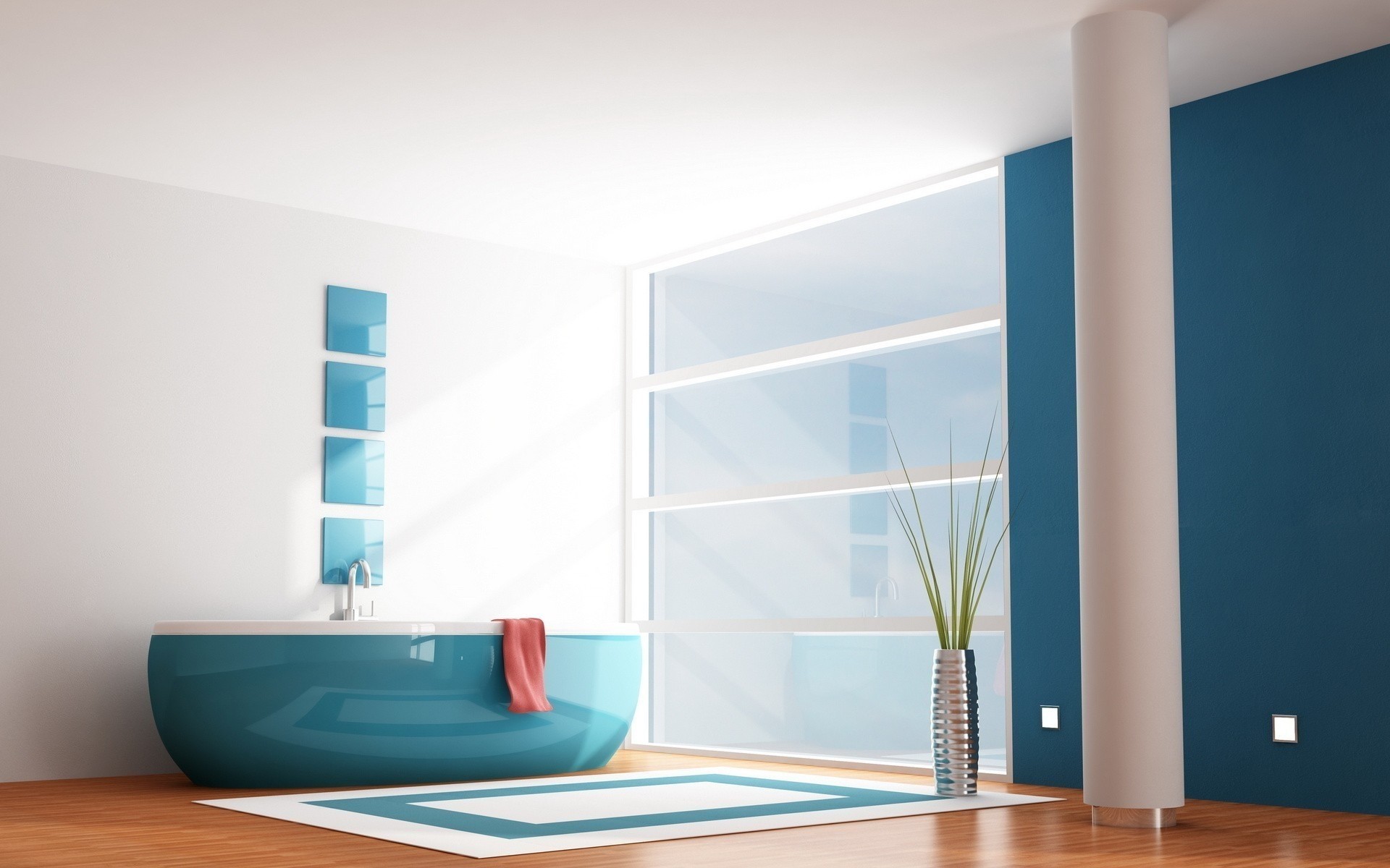 modern drinnen wohnung zimmer möbel familie fenster minimalistisch innen leer boden parkettboden eigentum minimalismus architektur haus modern komfort badewanne dusche design zuhause