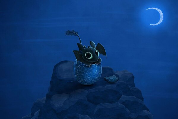 Nachtdrachen, der aus dem Ei geschlüpft ist