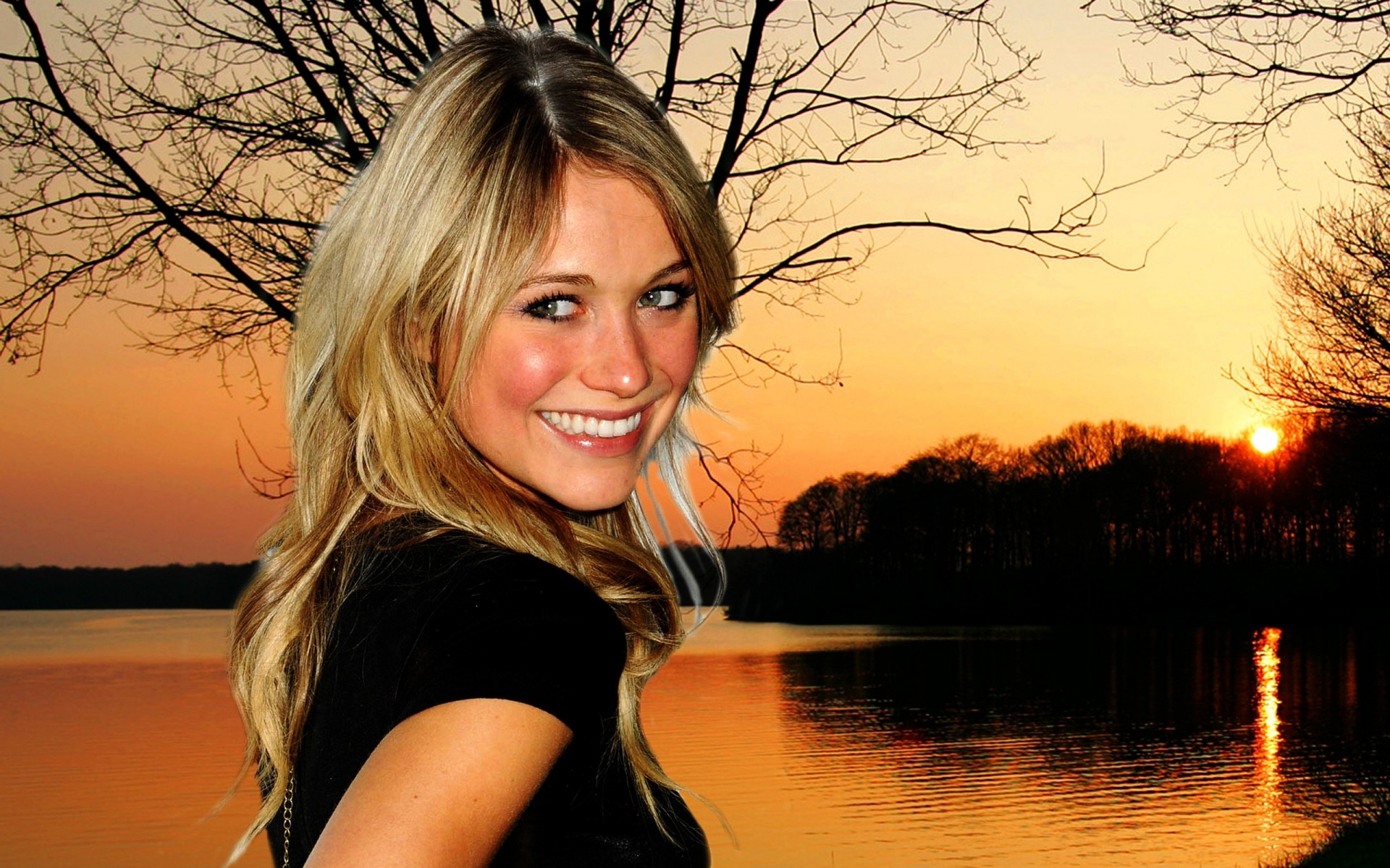 sonnenuntergang natur wasser frau herbst see schön abend mädchen morgendämmerung im freien sonne blond baby