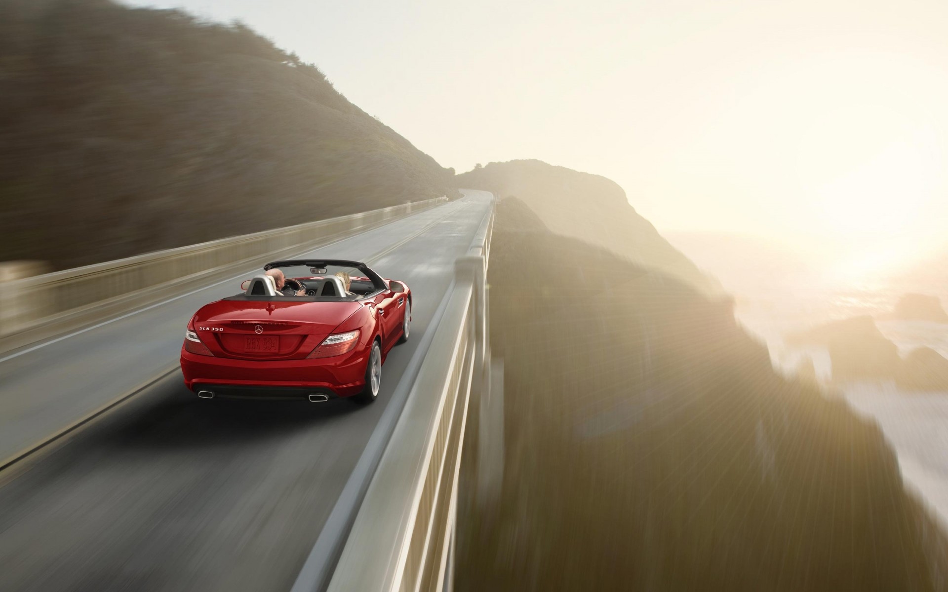 mercedes-benz unschärfe auto reisen transportsystem aktion auto beeilen sie sich straße sonnenuntergang nebel schnell mercedes-benz slk