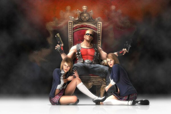 Multiplayer-Spiele. Zwei Frauen und ein Mann