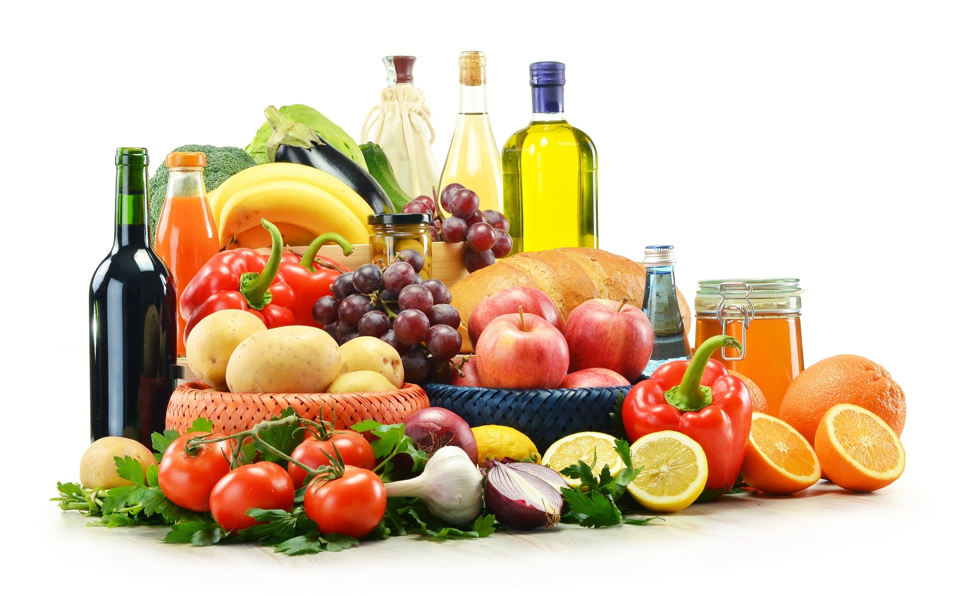 essen gesund tomate gesundheit obst gemüse markt zitrone knoblauch essen trauben apfel art saft zutaten blatt isoliert diät pfeffer trauben wein öl