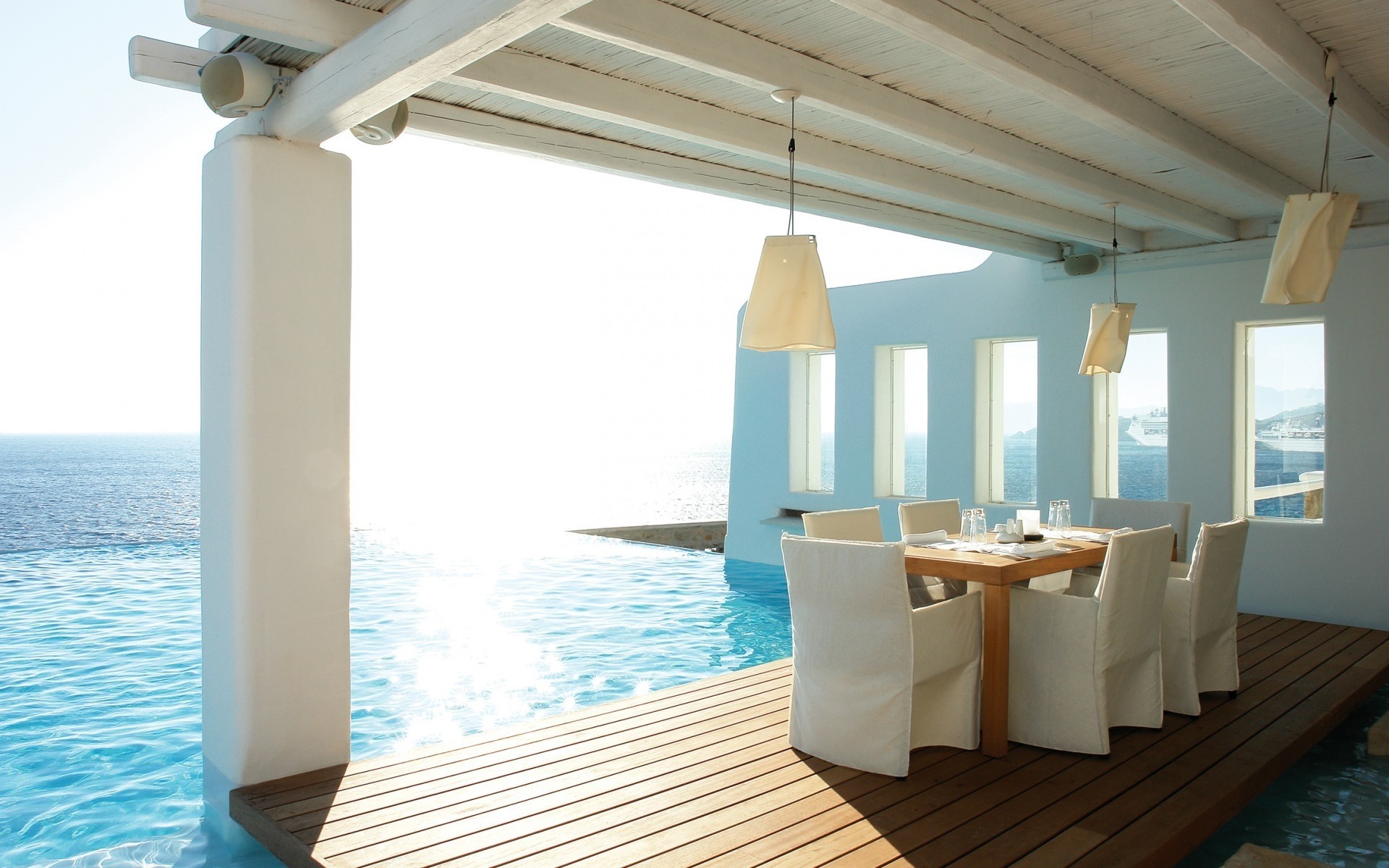 stuhl luxus hotel sofa resort möbel urlaub villa zimmer drinnen fenster entspannung sommer ozean tabelle schwimmbad schwimmbad meer terrasse hintergrund