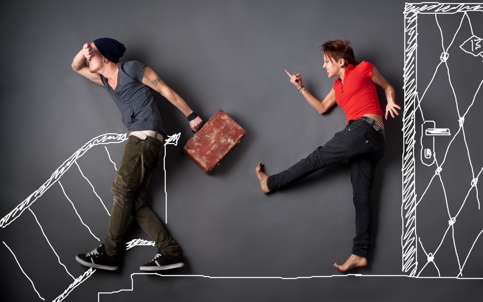 mann gefahr paar liebe beziehung lustig wandbild