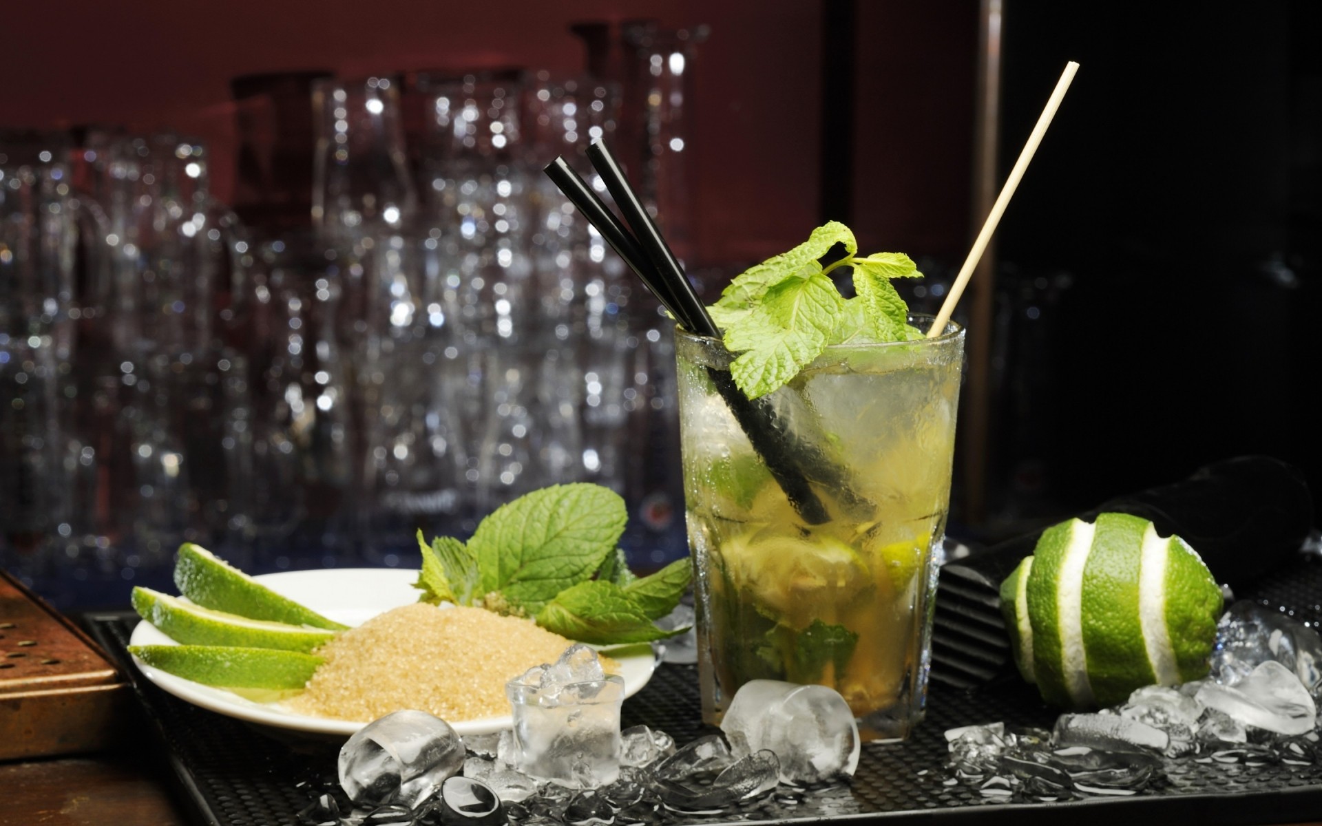 glas trinken kalk eis zitrone minze kälte alkohol cocktail obst essen blatt party erfrischung saft mojito-cocktail mojito