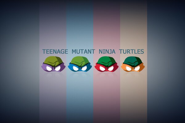 Masken von Ninja Turtles auf gestreiftem Hintergrund