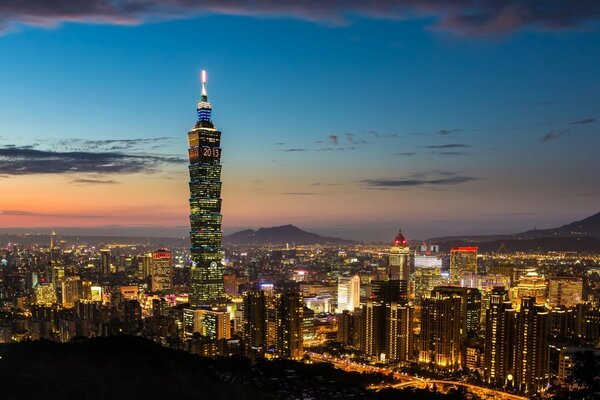 Taiwan Nachtstadt in Laternen