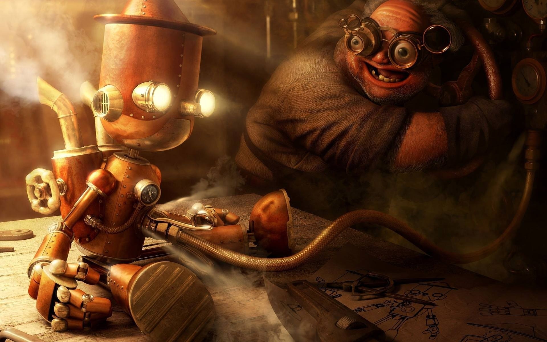 mann allein waffe pistole steampunk