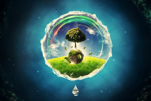 Grüner Planet in der Unterwasserwelt