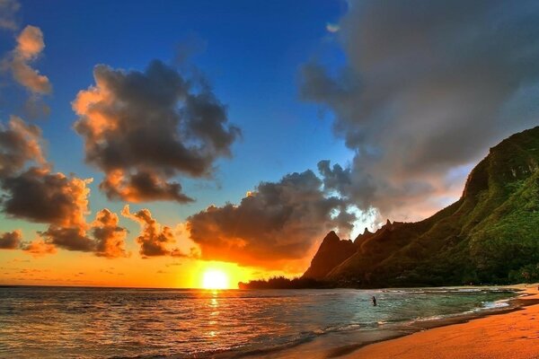 Strand Sonnenuntergang Schönheit Paradies