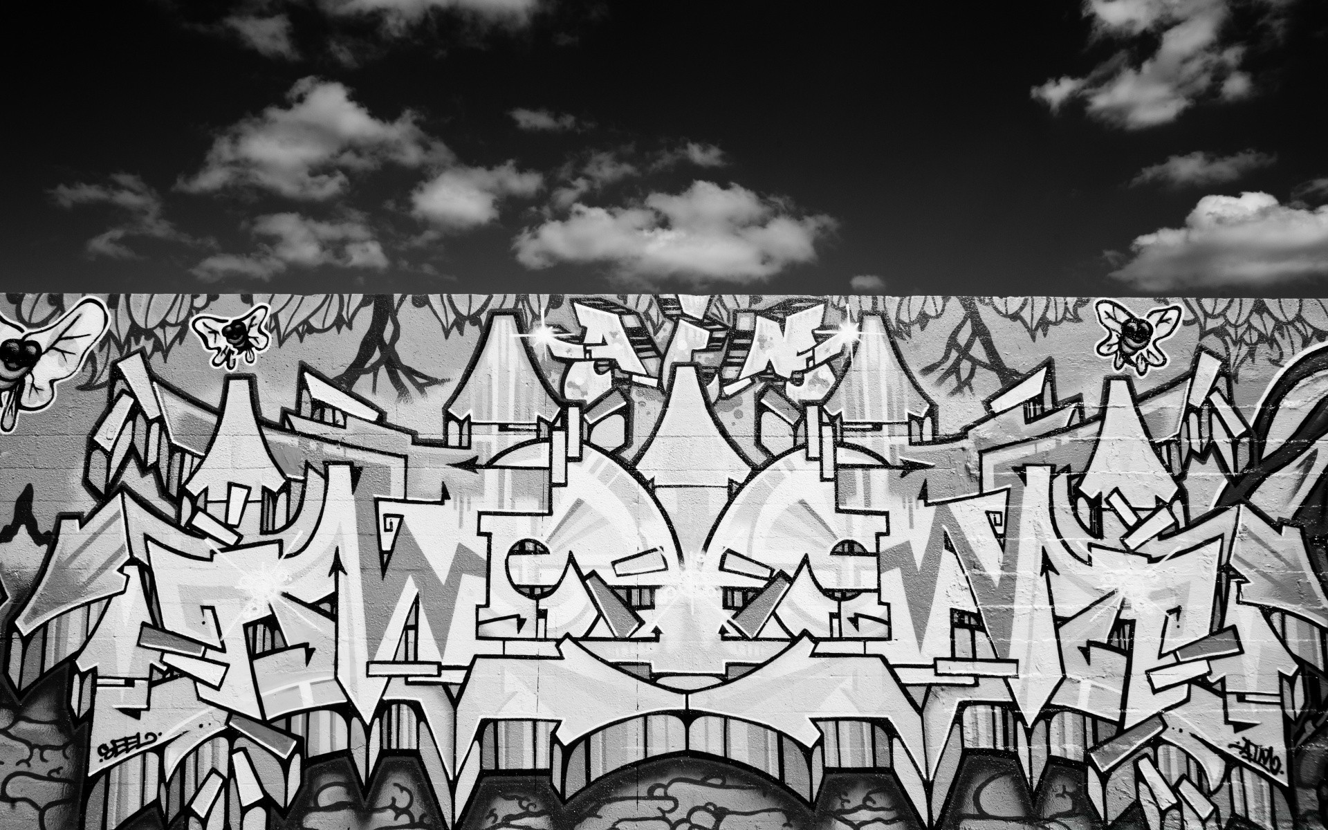 schwarz und weiß illustration kunst graffiti design desktop