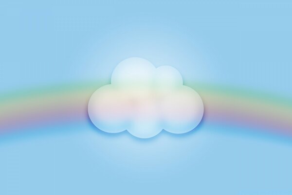 Regenbogen und Wolke. Blauer Hintergrund