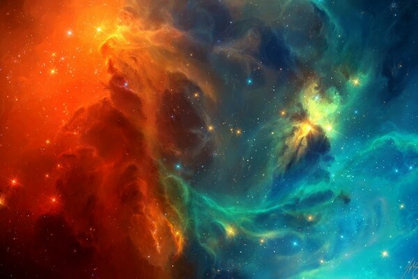 Kosmischer Himmel mit hellen Lichtern