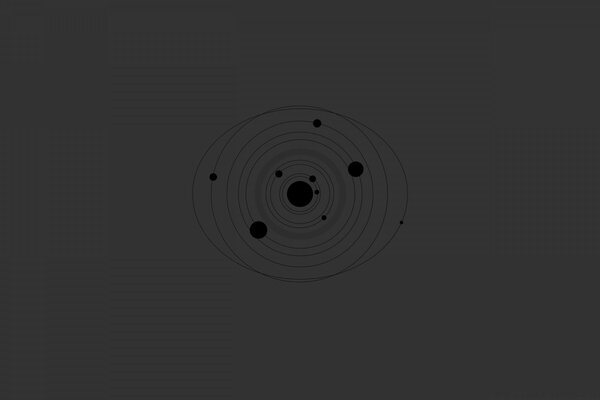 Diagramm des Sonnensystems auf grauem Hintergrund