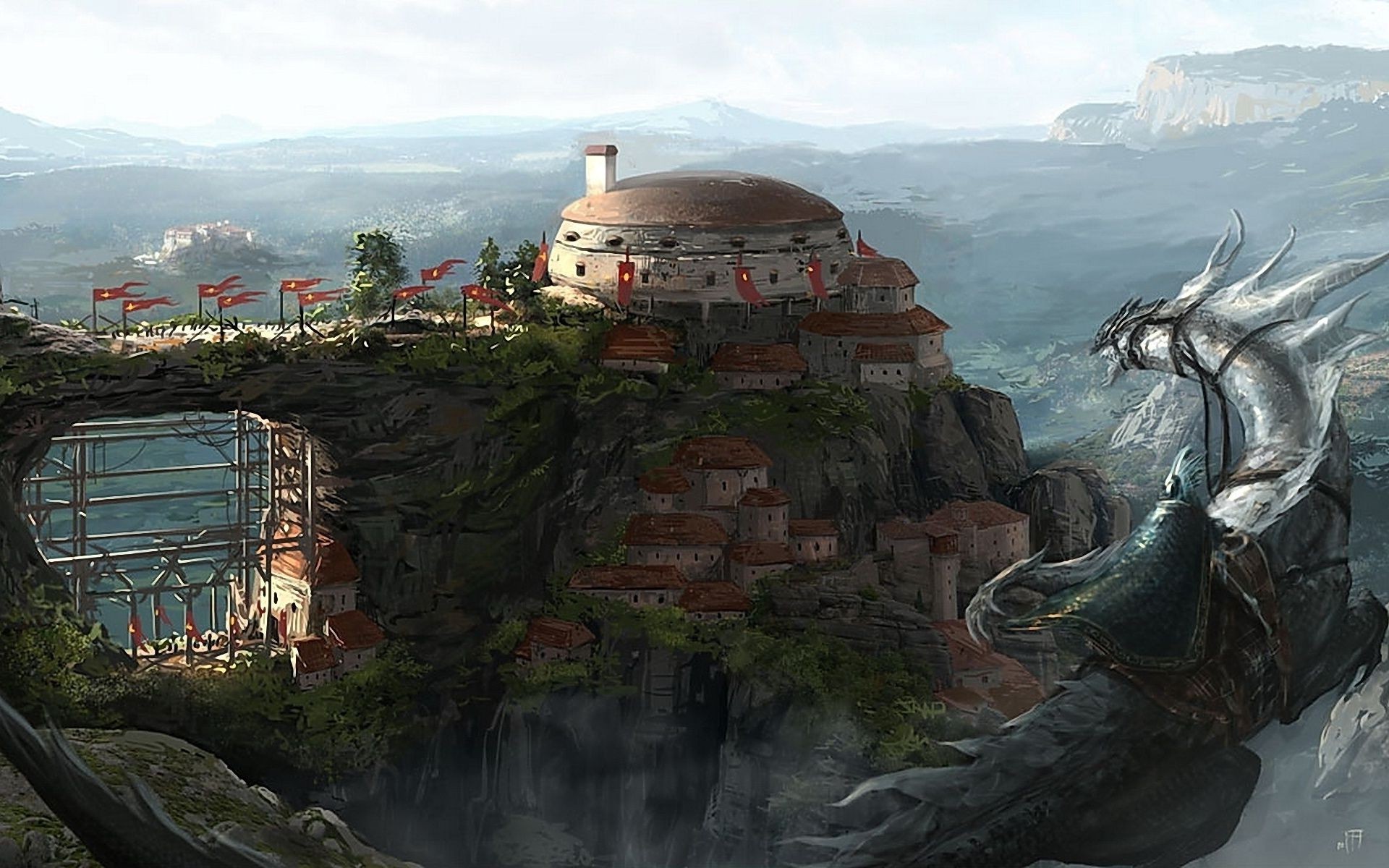 drachen landschaft reisen architektur wasser haus