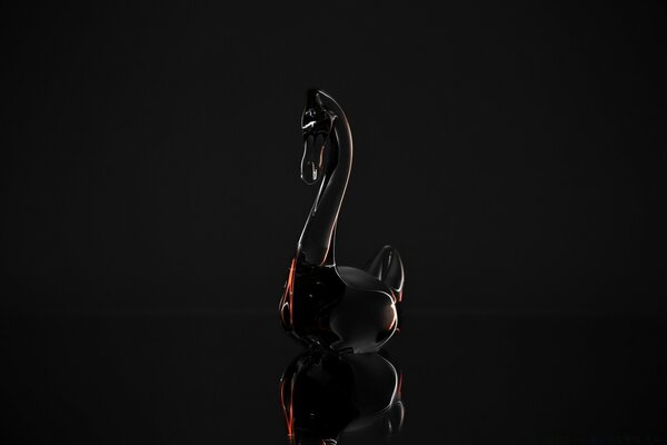 Schwarzer Schwan auf dunklem Desktop