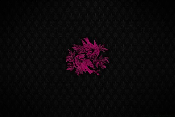 Leuchtend rosa Vögel, die mit ihren Schnäbeln zueinander gerichtet sind