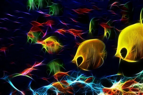 Abstraktion von bunten Fischen