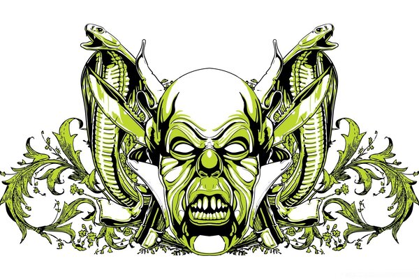 Gruseliges Gremlin-Muster mit Schlangen