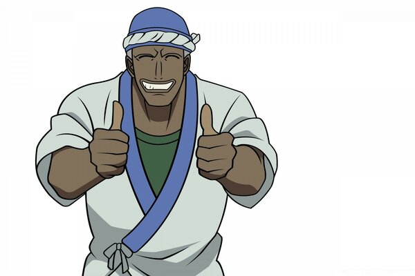 Illustration anime Mann ist zufrieden