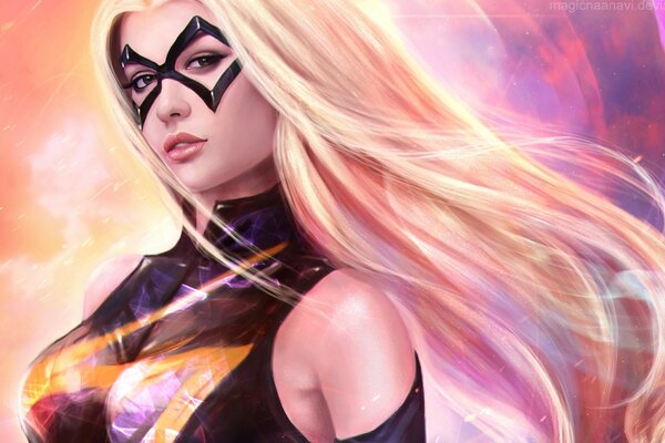 Mädchen mit langen weißen Haaren