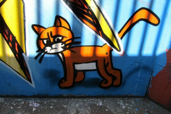Gezeichnete Katze in der Garage