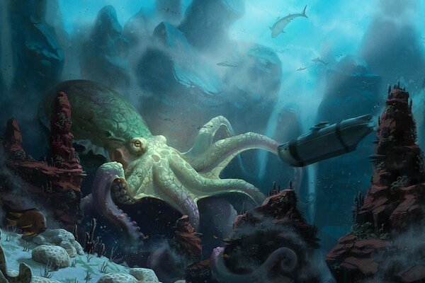 Oktopus in der Unterwasserwelt