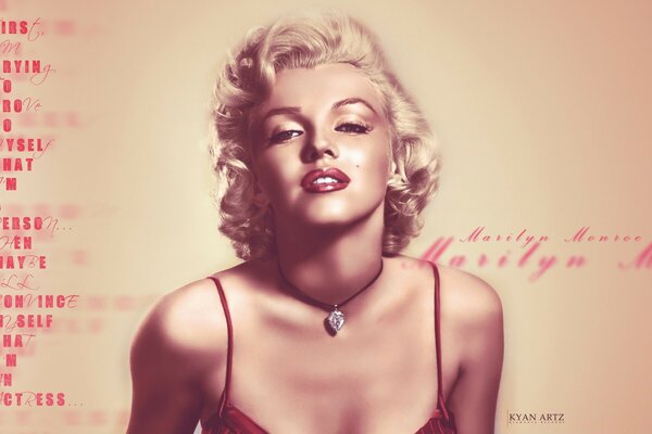 Zitat und Merlyn Monroe als Artenobjekt