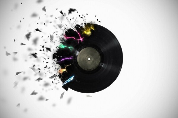 Abstraktion einer gebrochenen Musikplatte