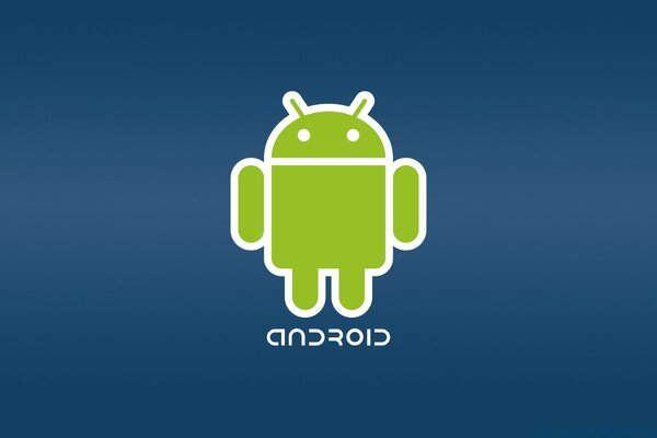 Android-Roboter in grüner Farbe auf blauem Hintergrund