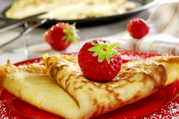 Leckeres Frühstück. Pfannkuchen mit Krubnik