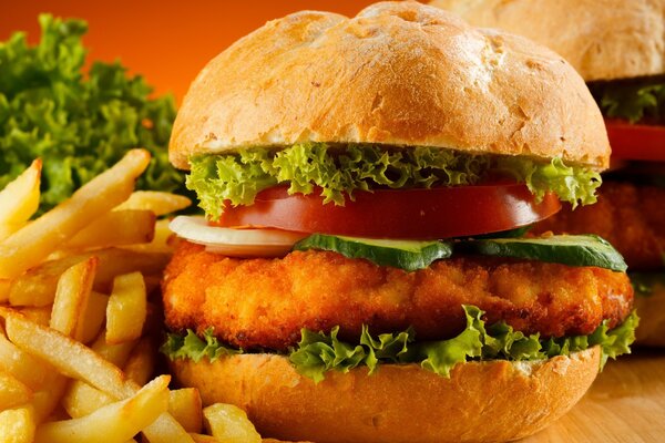 Burger mit Pommes Frites