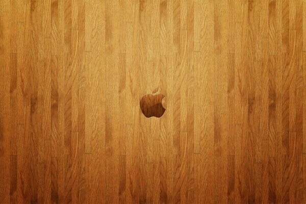 Apfel-Logo auf Holzboden