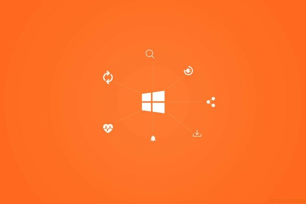 Das Windows-Symbol ist weiß auf orangefarbenem Hintergrund