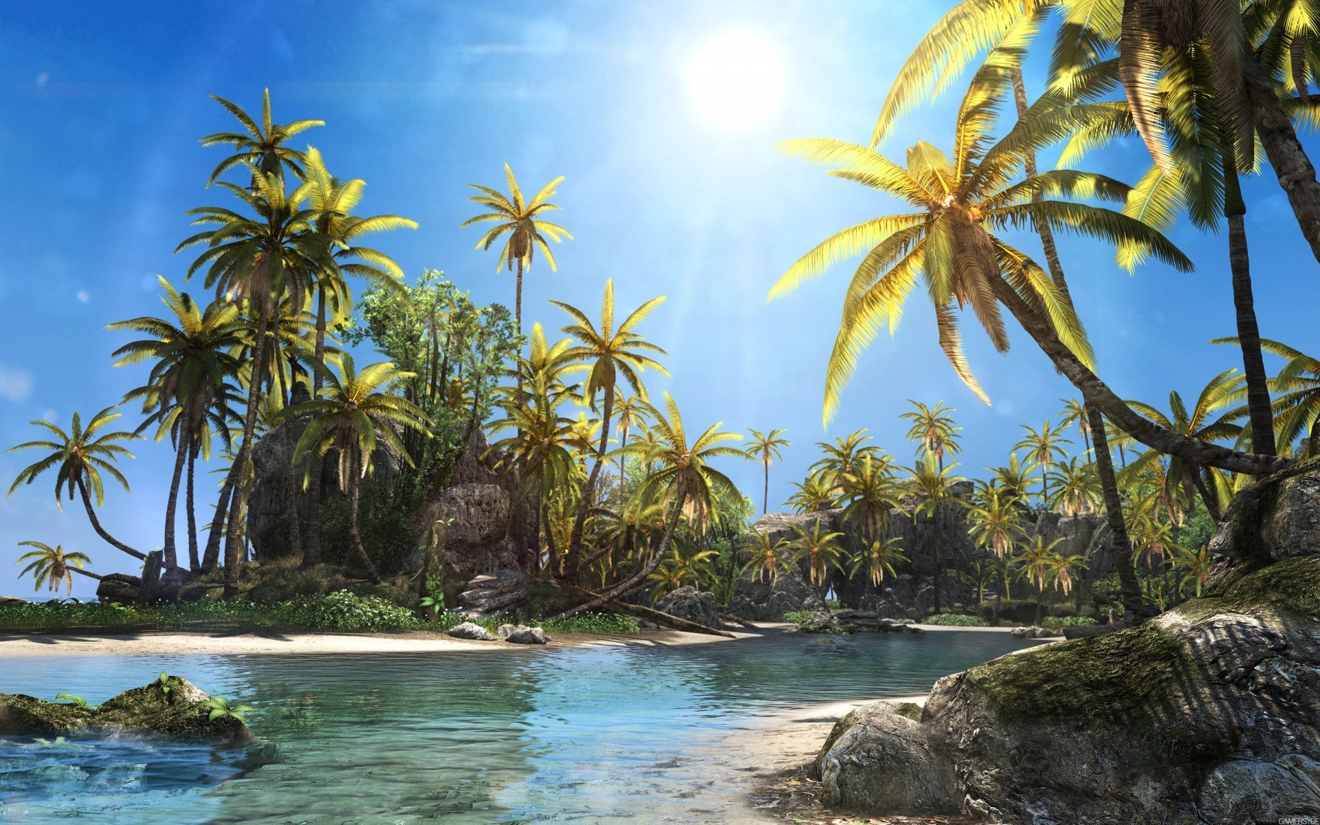 assassin s creed tropisch palmen exotisch paradies kokosnuss strand urlaub baum insel sommer wasser reisen meer resort natur lagune landschaft sonne schön ozean