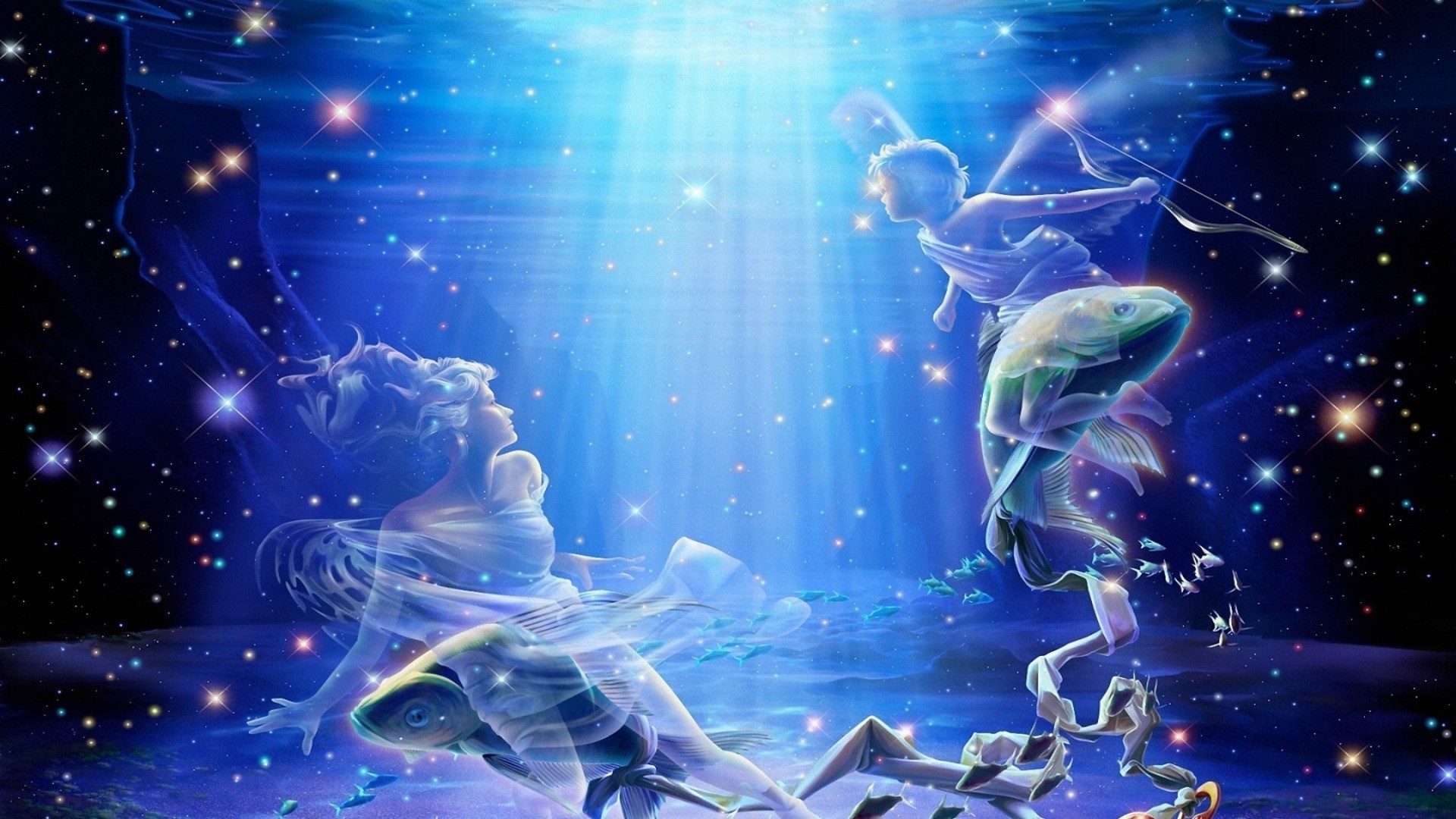 illustration wissenschaft aquarium abstrakt grafik schwimmen unterwasser desktop bewegung kunst wasser fantasie design fantasie mond licht magie futuristisch tief