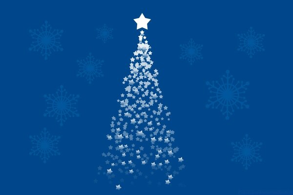 Winter Weihnachtsbaum auf blauem Hintergrund