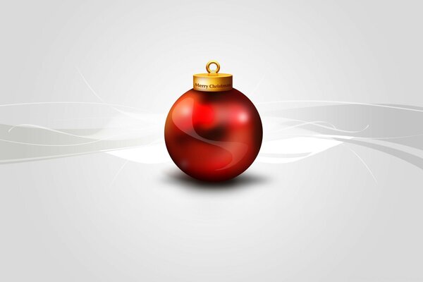 Rote Weihnachtskugel auf grauem Hintergrund