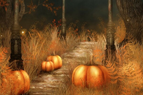 Halloween Kürbisse auf der Straße