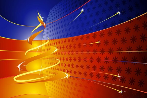 Goldene Garben von Funken fliegen von einem laichenden Weihnachtsbaum