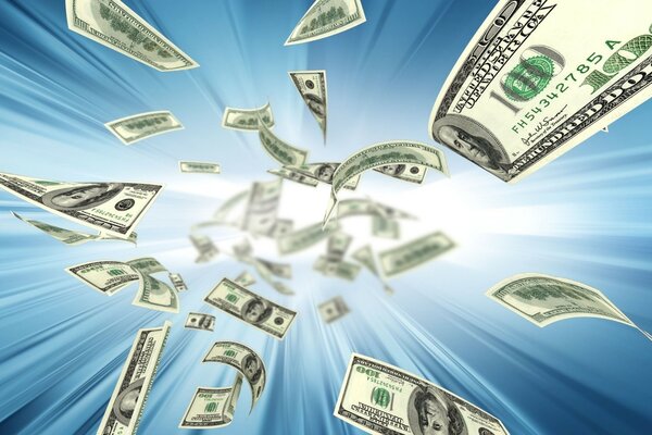 Bildschirmschoner Dollar auf blauem Hintergrund