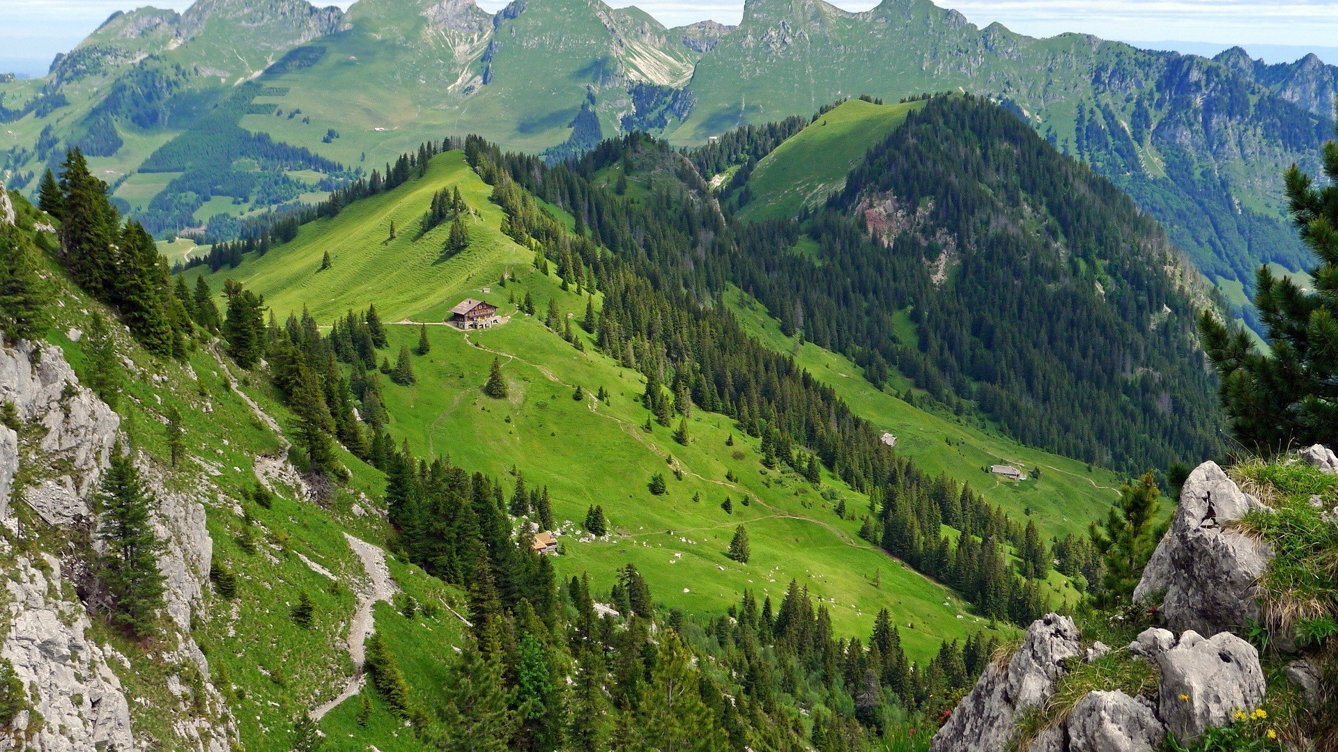 berge reisen natur im freien landschaft tal himmel sommer wandern gras landschaftlich hoch holz hügel berggipfel