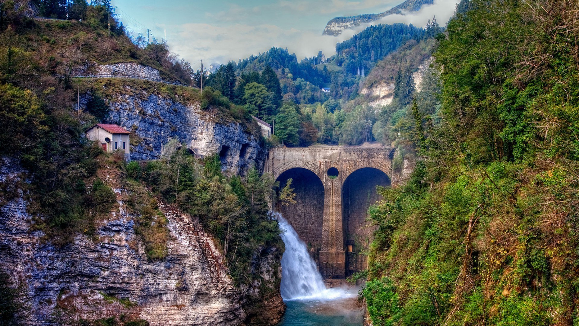 landschaft fluss berge wasser natur reisen brücke rock landschaftlich holz holz tal wasserfall architektur im freien schauspiel stein himmel tourismus