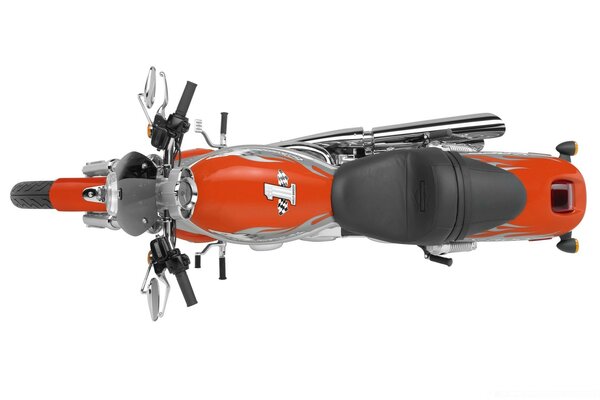 Orange Motorrad , Draufsicht