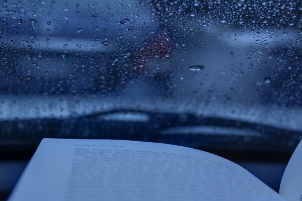 Große Regentropfen auf Autoscheibe