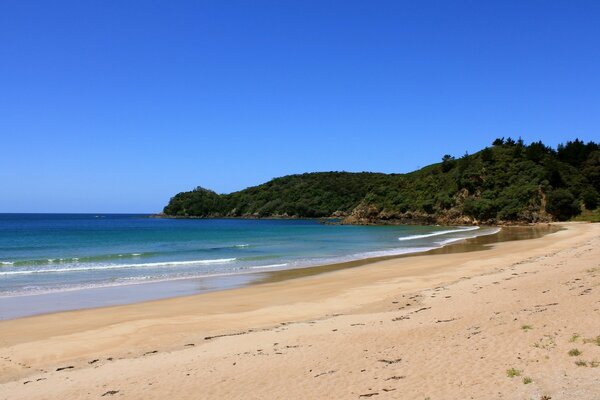 Azurblauer Ozean und goldener Sand